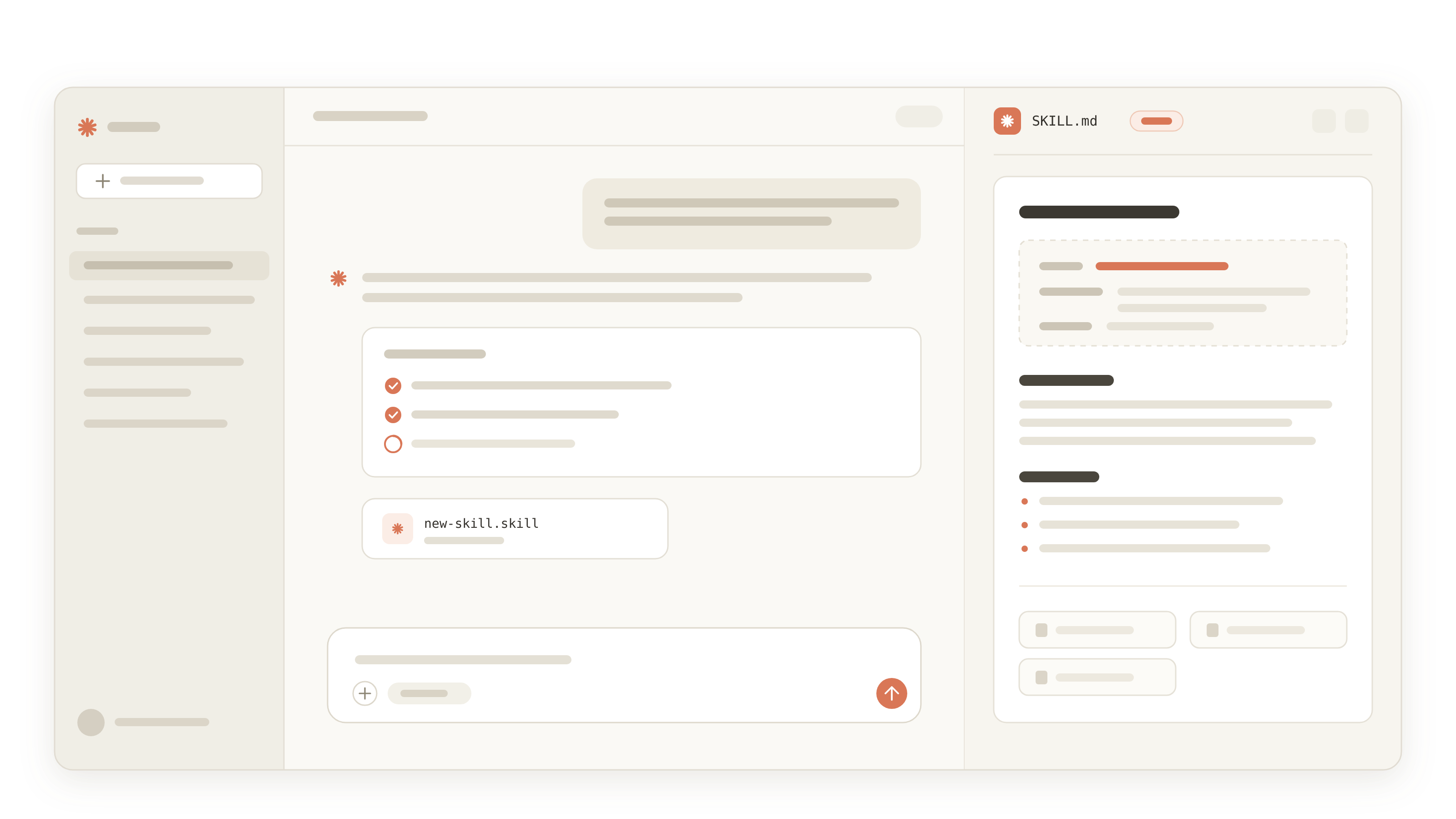 Screenshot of an AI skill-builder interface used to create a custom Claude skill
